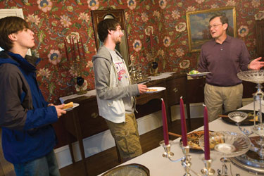 Les Garner at one of the many pizza parties hosted at the President's House. 