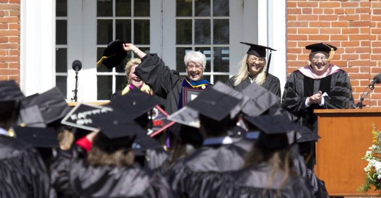 At Commencement the college said goodbye to more than just its graduates—it also honored the retirement of Professor of Education Gayle Luck. She was granted emerita status and honored for her work both as an education professor and as the first faculty director of off-campus study.