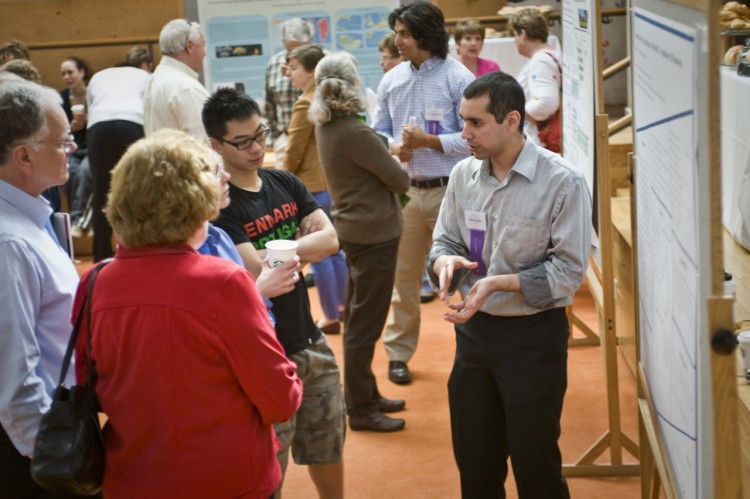 Gibran Nasir explains his research project at the Student Symposium (Credit: Mehrdad Zarifkar ’09)