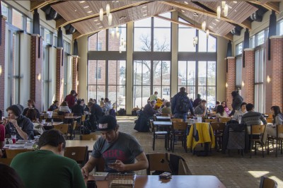 One of the major additions to the Thomas Commons was the Smith Dining Room, which looks out on the Ped Mall.