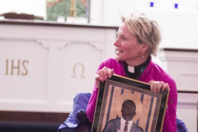 The Rev. Catherine Quehl-Engel ’89 during a Martin Luther King Day vigil.