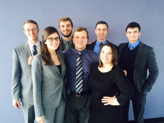 A mock trial squad at the Regional tournament.