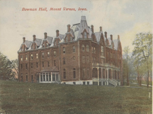 This postcard of Bowman Hall was mailed to Pennsylvania in 1907 with a 1-cent stamp.