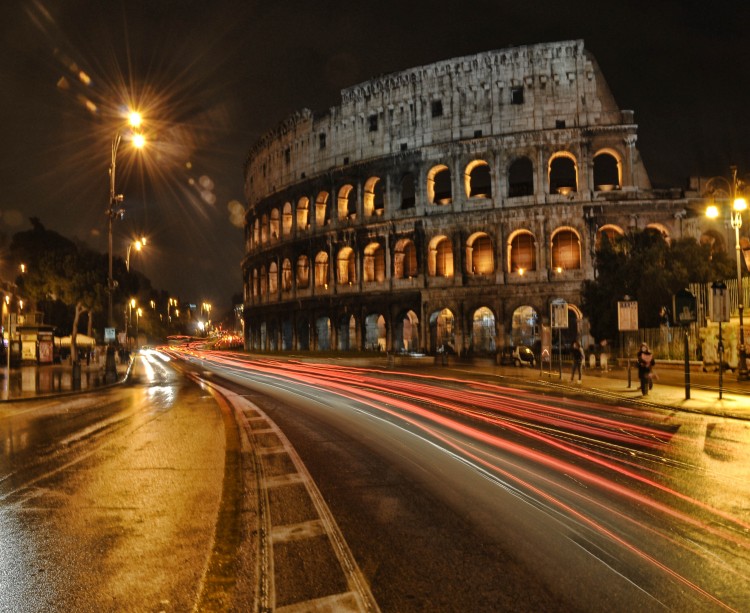 Once the site of gladiator contests, the Colosseum is now a step off Rome's Metro. Art history student Katelyn Hillmeyer '13 preferred the nighttime view, calling it "magical."