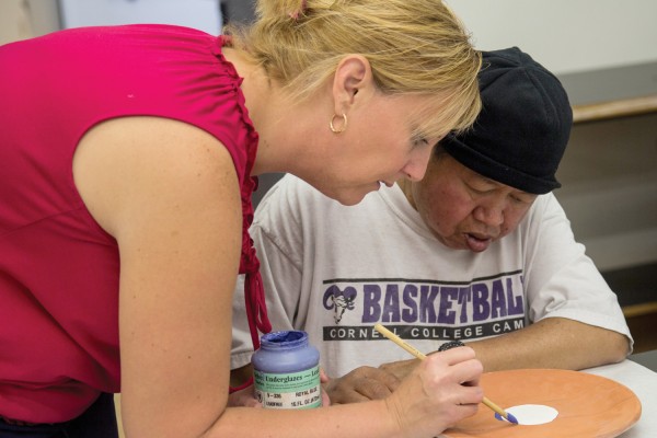 During Block 1 Heather Brown ’16 taught six disabled adults to create pottery.