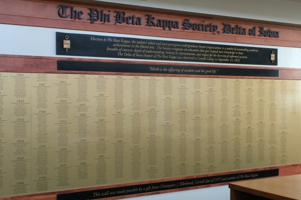 Names of all Cornellians elected to Phi Beta Kappa appear on a plaque in Cole Library.