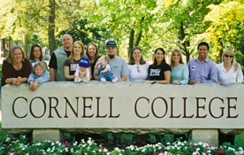 Some members of the Class of '99 during their tenth reunion (some with future Cornellians), left to right: Shannon Amundson, Danielle Tousey Schmidt, Matt Schmit, Heather Dohrn-Schmit, Liesel Scott, Chad Walker, Emily Nelson Mann, Hilary Gansauer, Sarah Knaup, RJ Holmes, Kate Proctor Jilek. 