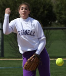 Junior Jill Trzaska pitches during the IIAC tournament in May. 