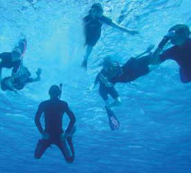 A popular off-campus study destination is the Bahamas field station ,where biologists can investigate sea life, geologists can examine underwater rock formations, and scientists of all kinds have weeks of genuine, uninterrupted professor-directed research. (Photo by Benjamin Greenstein) 