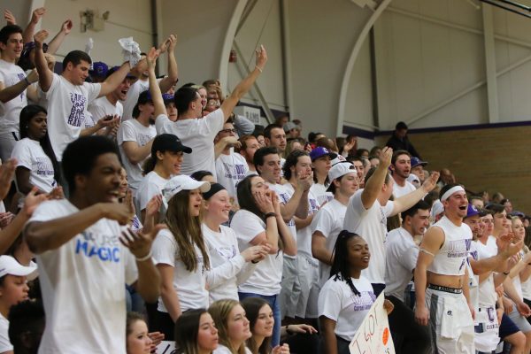 Students show their spirit at a women’s basketball game