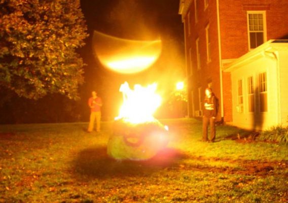 The AXEs burn The Rock in 2011 after successfully moving it using only slackline gearand muscle.