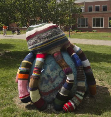 An anonymous knitter adorned The Rock in 2012 with what became known as Socktopus.