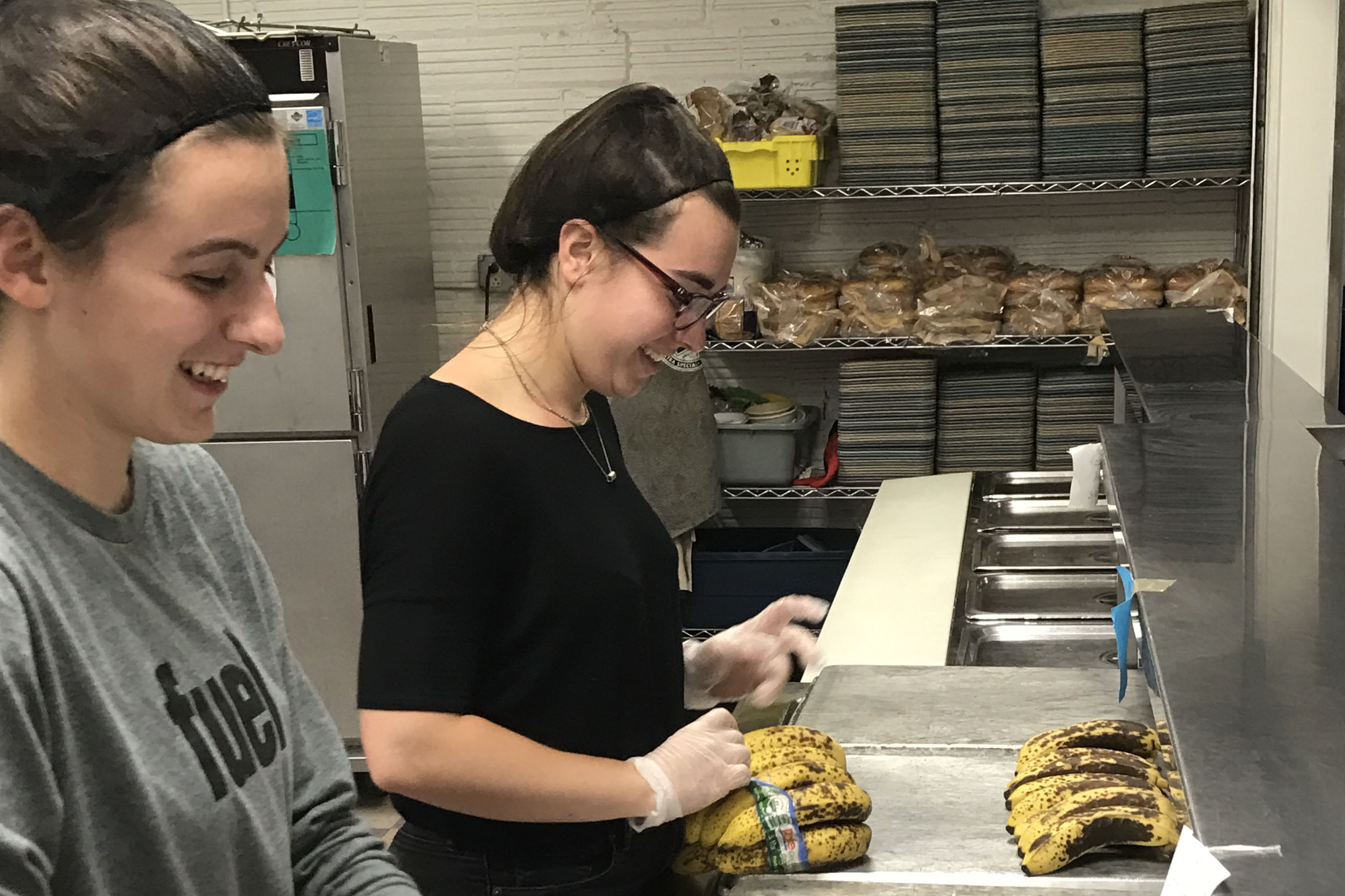 Students work at Green Square Meals
