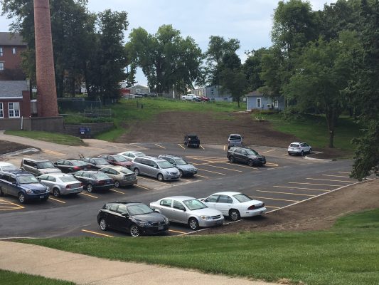 Picture of new Cole Library Parking lot