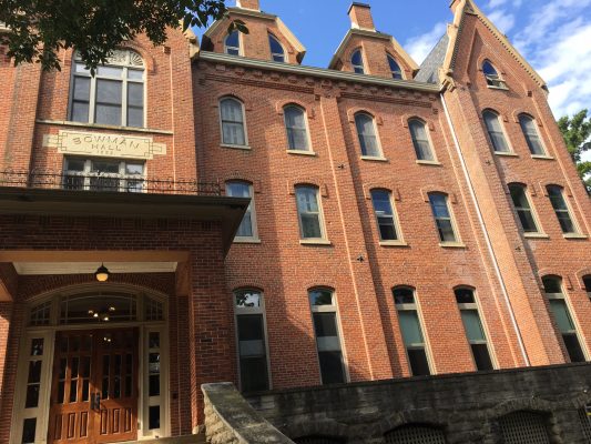 Picture of the front of Bowman-Carter Hall with newly installed windows