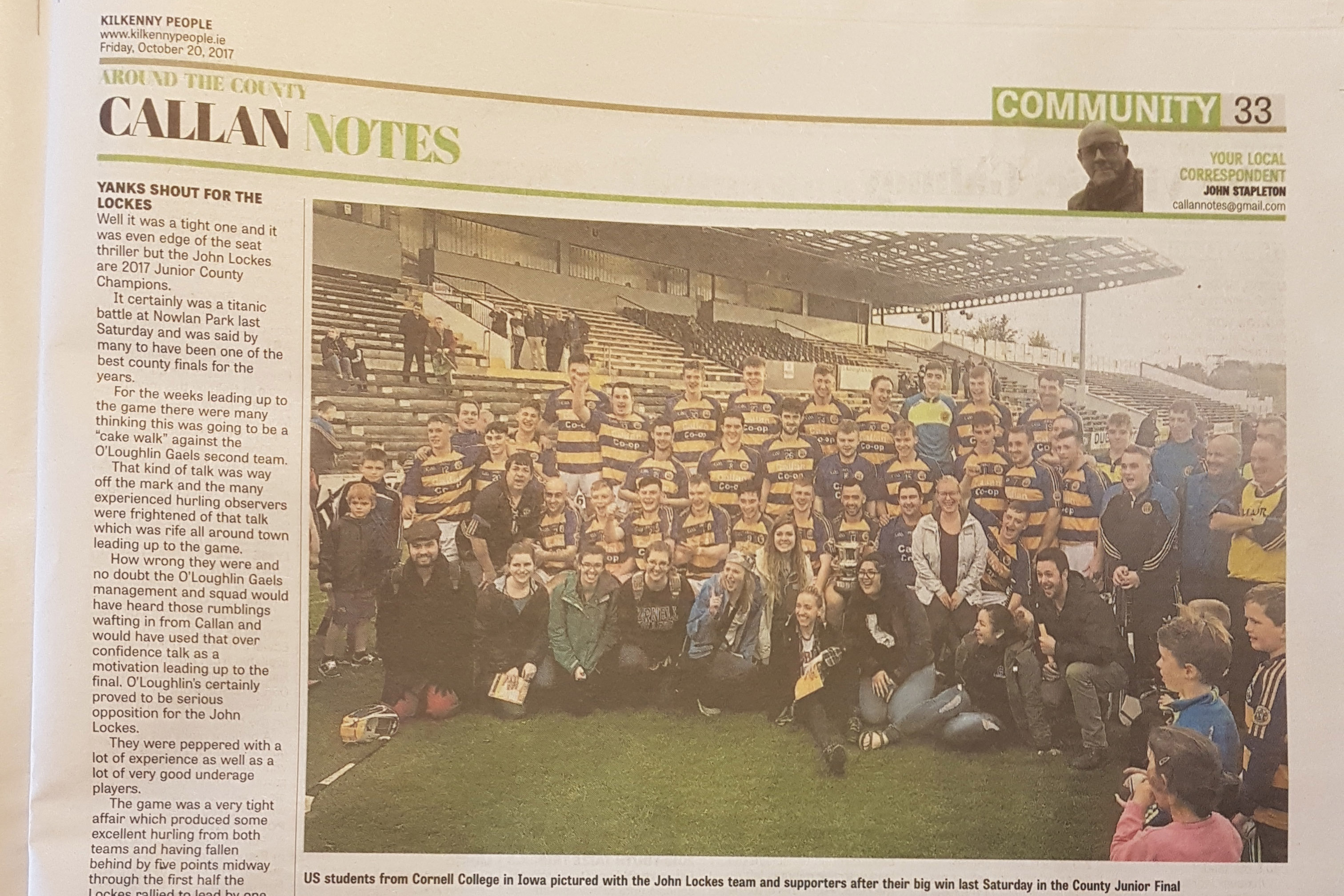 Cornell students in Kilkenny paper