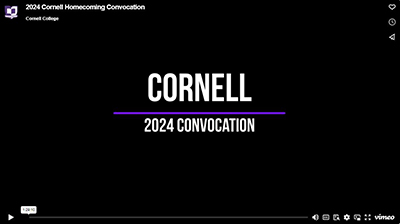 Graphic from a video with the words Homecoming 2024 Convocation