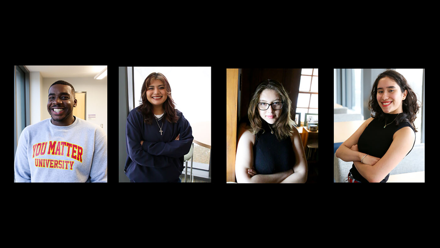 Four Posse students pose for photos.