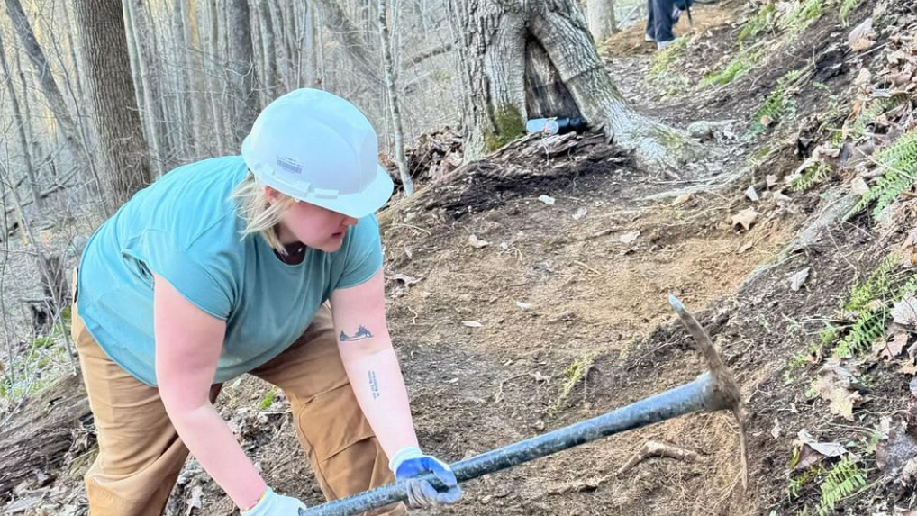 Audrey Pagel works on the Cumberland Trails.