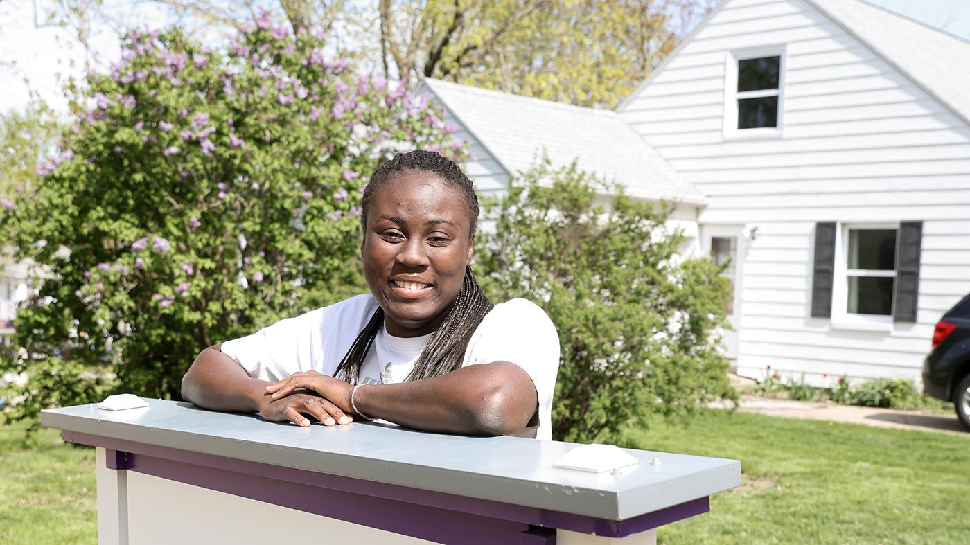 BACO President Rachael Adewusi ’24 relaxes at Inez Stoner House, the home of Intercultural Life at Cornell.