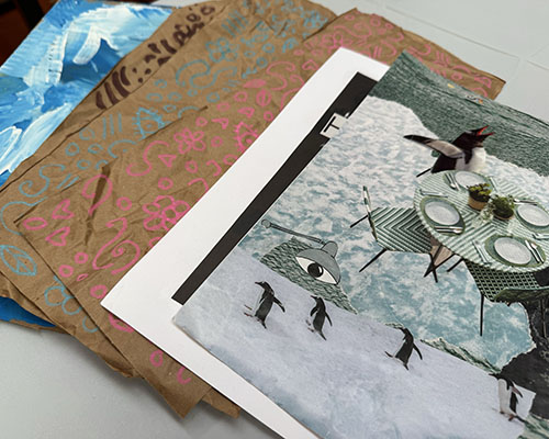 Cards Isabella Strauss '26 made from recycled materials