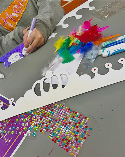 Craft supplies for the DIY Crown Decorating at Homecoming 2025.