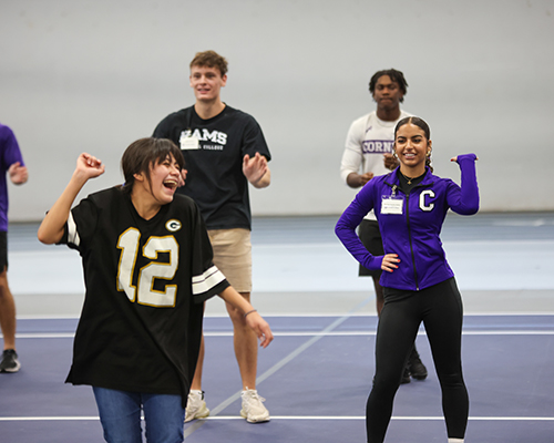 Junior Shanelys Sanchez Robles ’27 dances with students.
