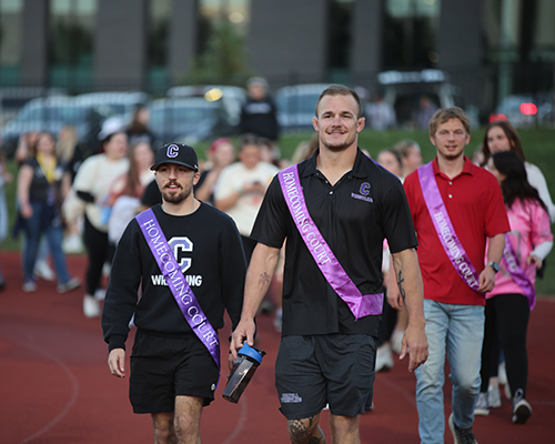 Students in the royal procession at Homecoming 2025.