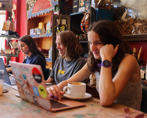 Cornell students studying at Fuel in Uptown Mount Vernon.