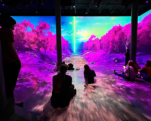 students watching immersive digital art at ARTECHOUSE 