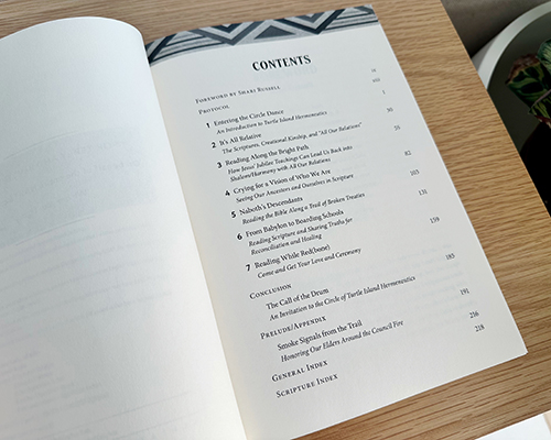 Photo of a book open to the table of contents