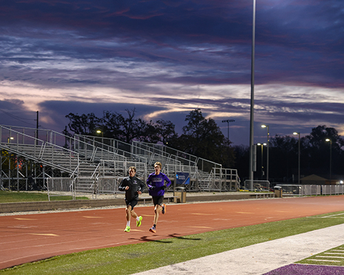 Isaac running early in the morning.