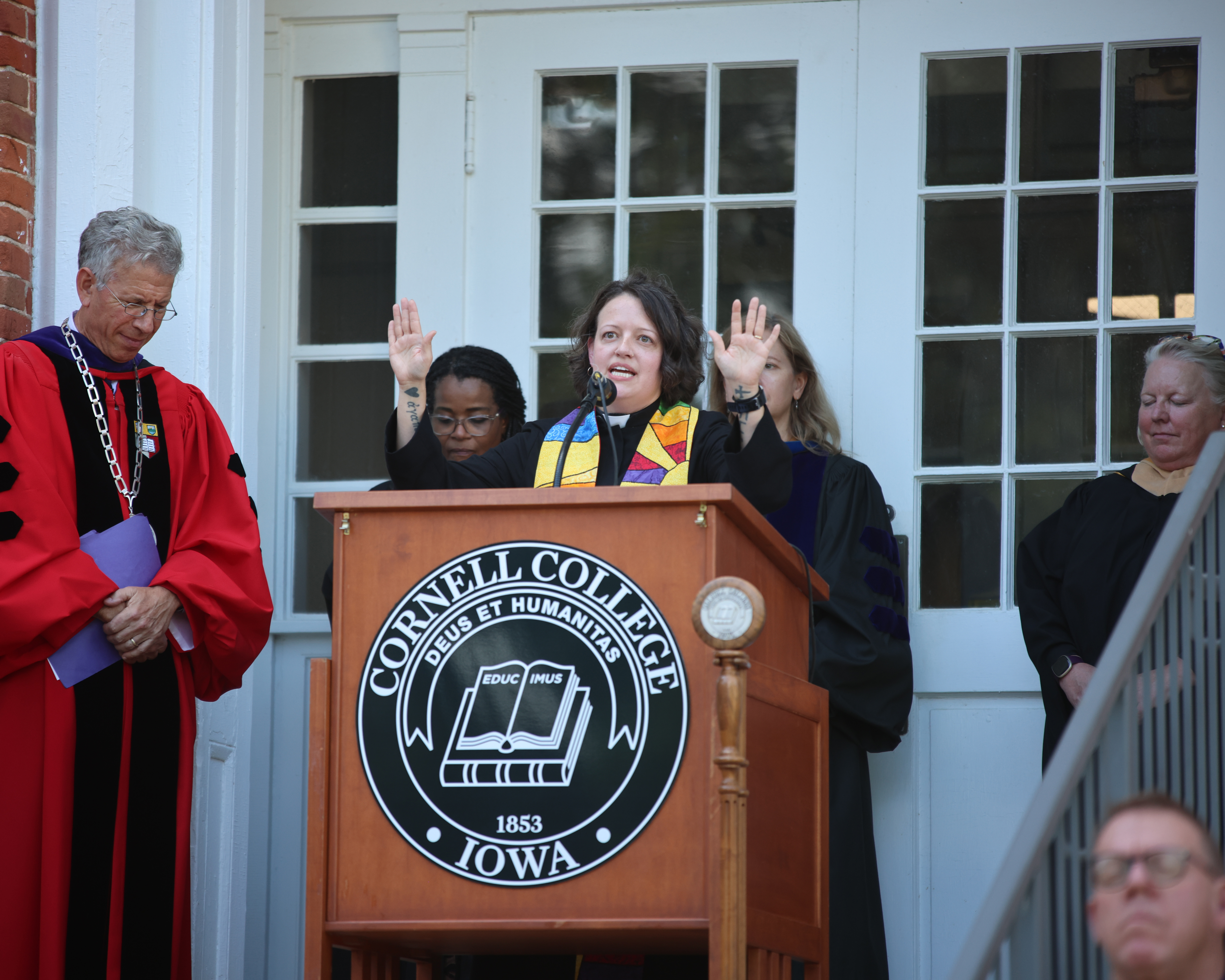 Cornell Chaplain Melea White giving the Benediction.