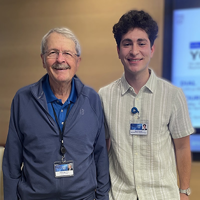 James Ingle '66 and Mahmoud Elawady '26 pose together at the Mayo Clinic.