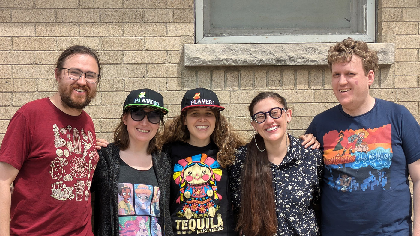 The Quest Friends!, from left: Thomas Pitkin ’14, Hallie Koontz ’14, Ariadne Peñalva Tena ’15, Emily Strawn Decker ’17, and Kyle Decker ’15