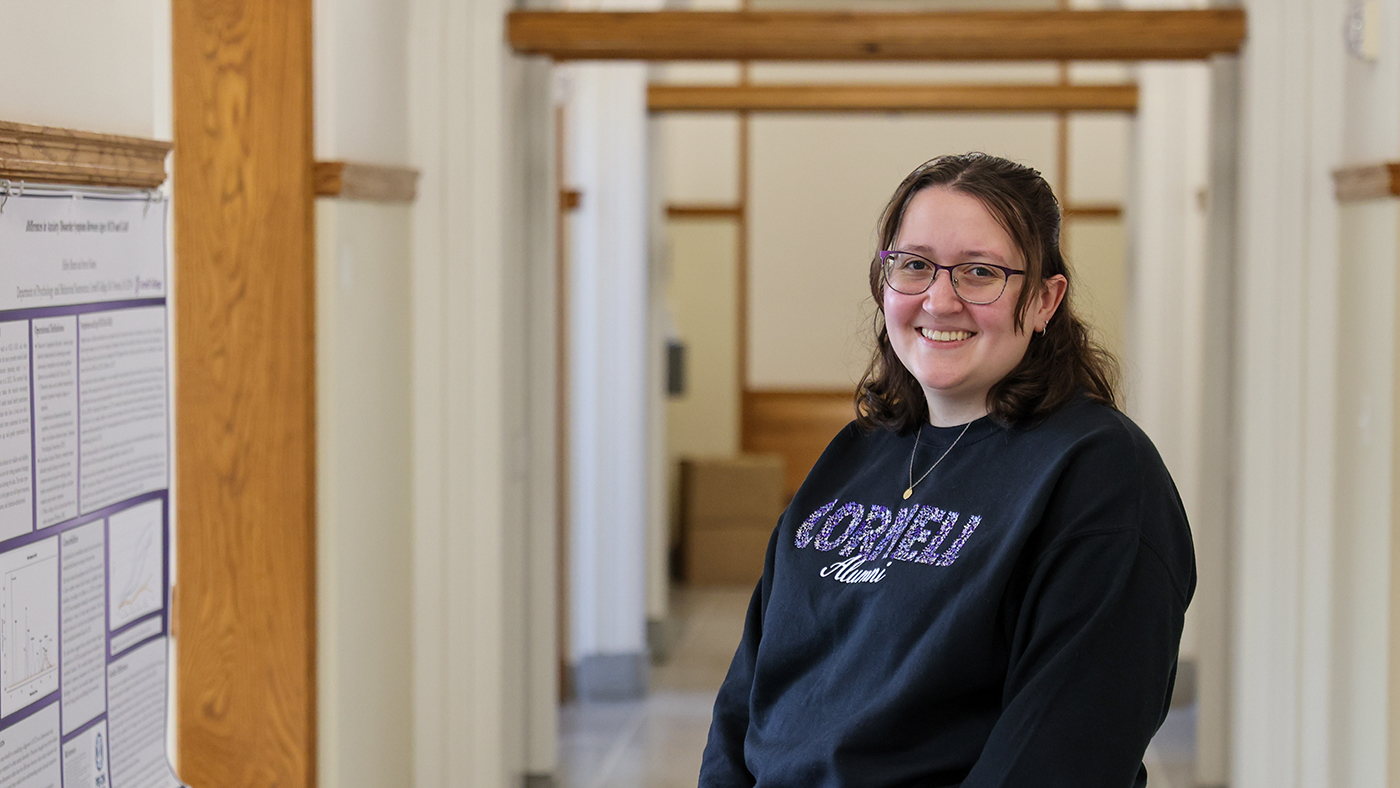 The Ramily bond doesn’t end at graduation. On a return trip to campus, Abby Burns ’25 offered a glimpse into her life as a young alum and the ways Cornell remains part of her story. Abby Burns majored in psychological sciences and is from St. Paul, Minnesota.