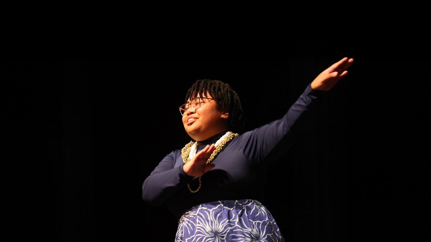 A student performs a traditional dance for the Culture Show at Cornell College in 2025.
