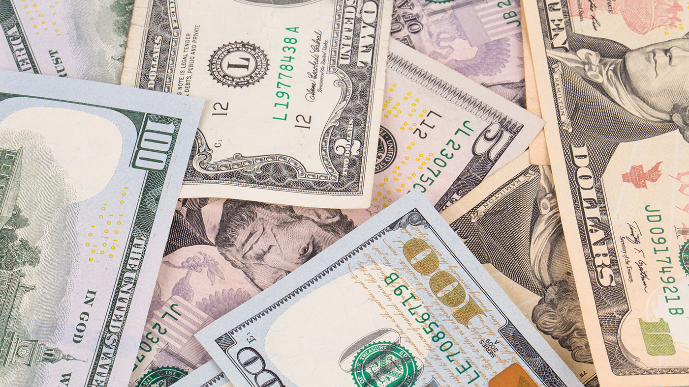 Image of various amounts of bills.