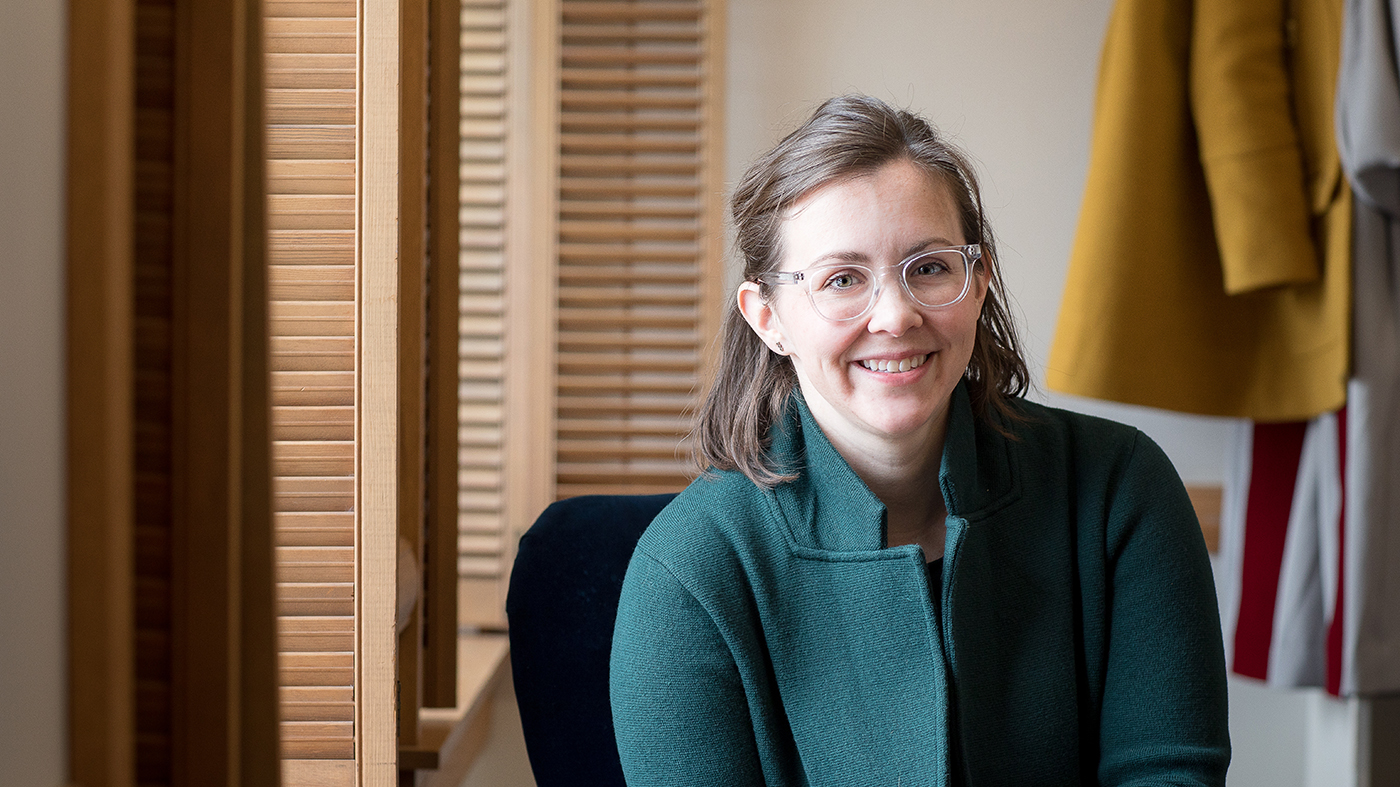Associate Professor of American Politics Megan Goldberg in her office.