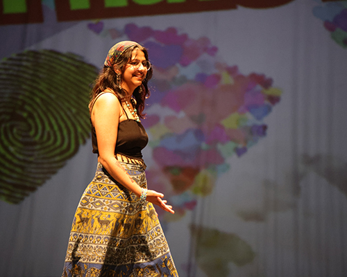 Neupane makes her way to the stage for recognition