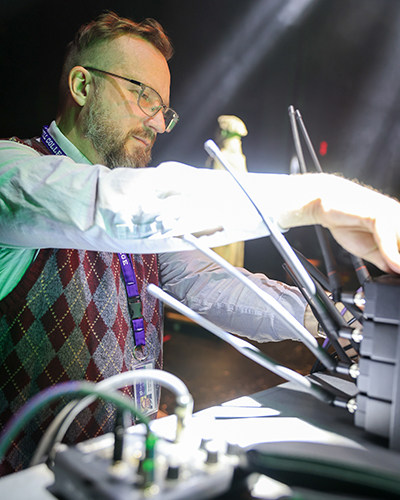 Ben Laur sets up for the show.