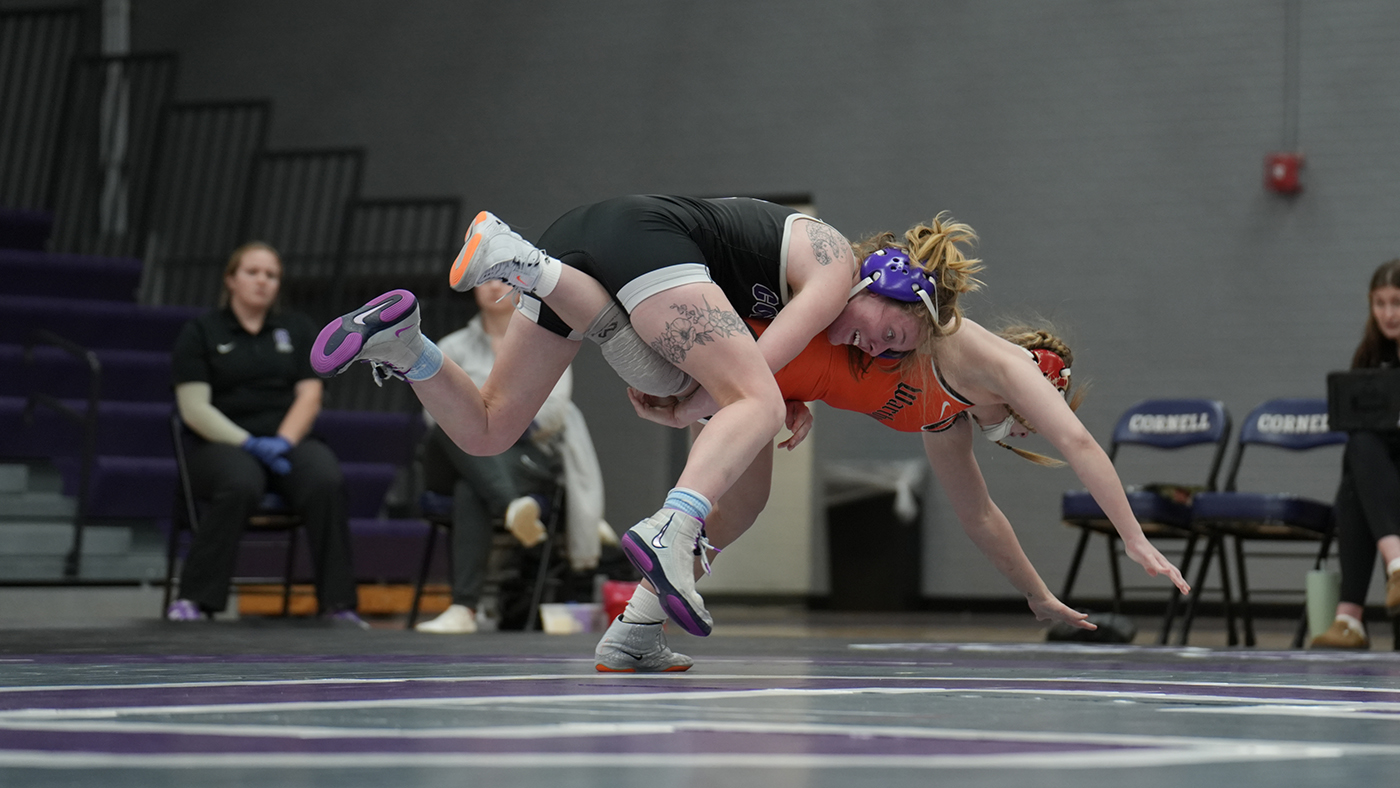 Four years ago, women’s wrestling at Cornell was just beginning as a club sport. Today, the team is celebrating a milestone as Olivia Cotton ’26 and Cheyenne Mulford ’26 graduate on May 10 as the first Rams to be on the wrestling team all four years.