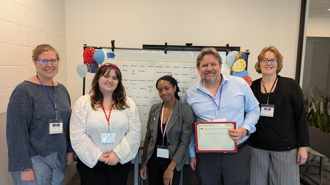 Three Cornell College students presented their work at the Iowa Sociological Association (ISA) annual meeting on April 17, 2026.