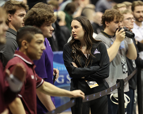 Maddie Mundsinger '29 at a wrestling meet.