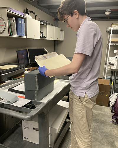Orion Pevehouse '26 at his internship in summer of 2025
