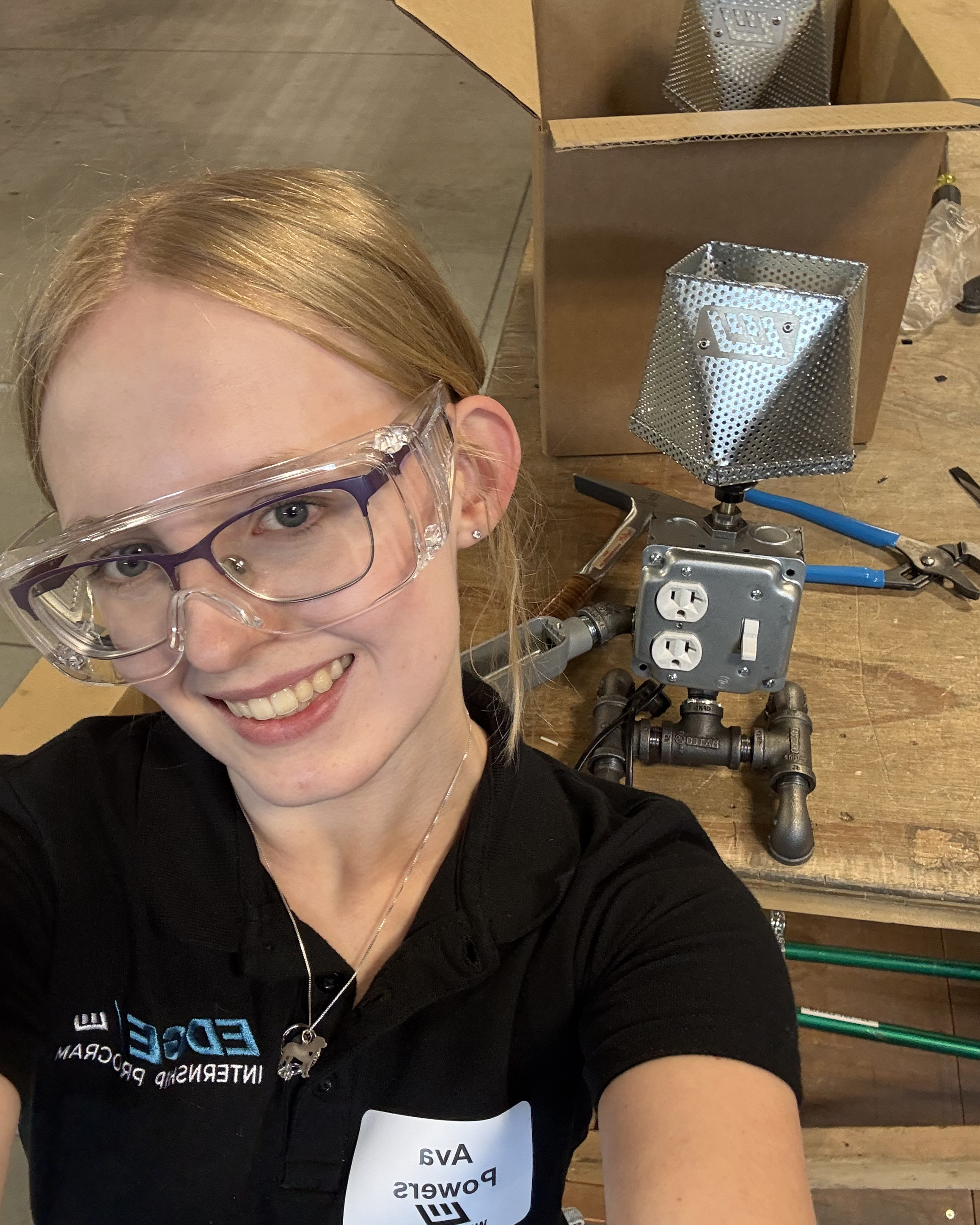 Ava Powers '27 at her internship with The Waldinger Corporation