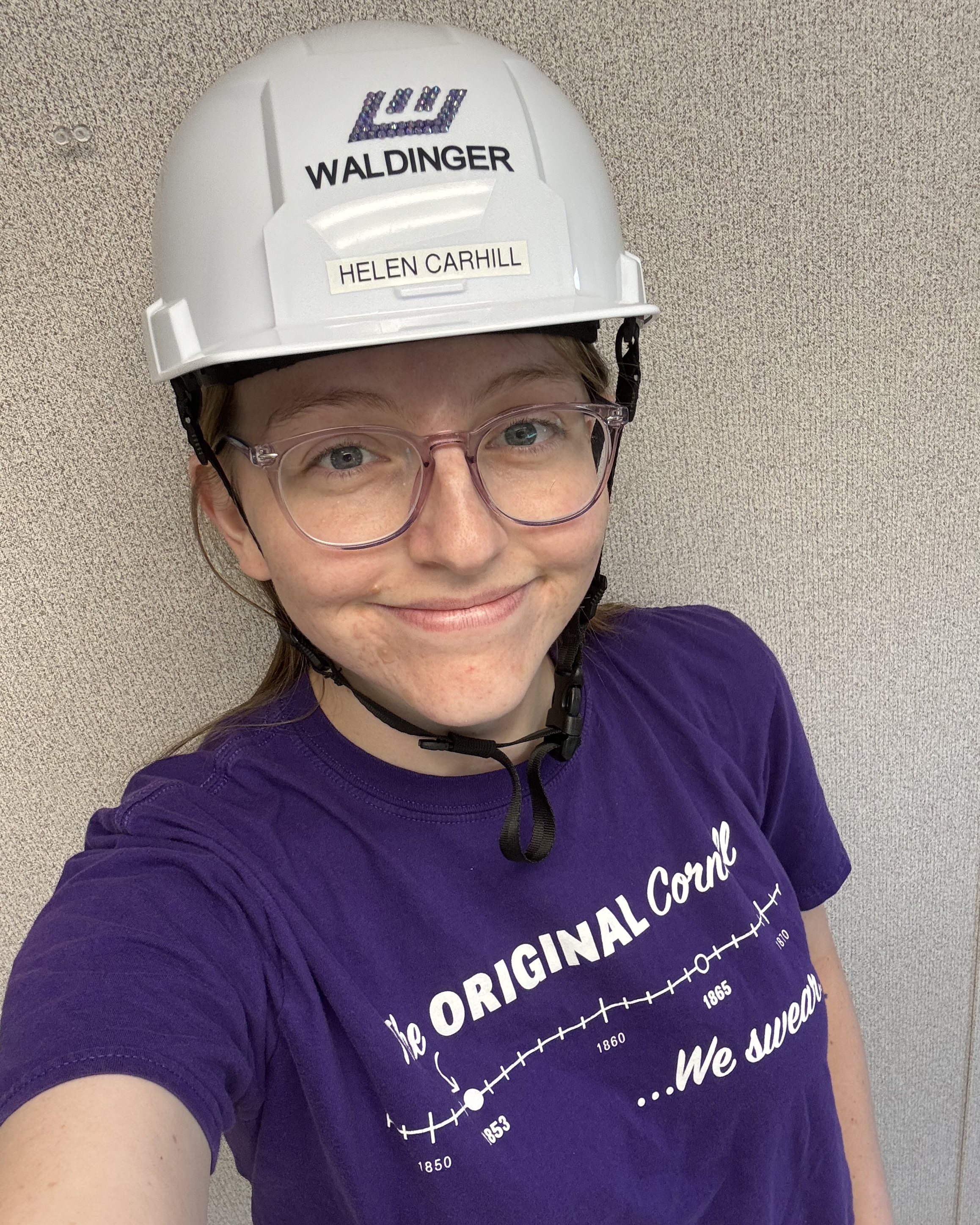 Helen Carhill '27 at her internship with The Waldinger Corporation.