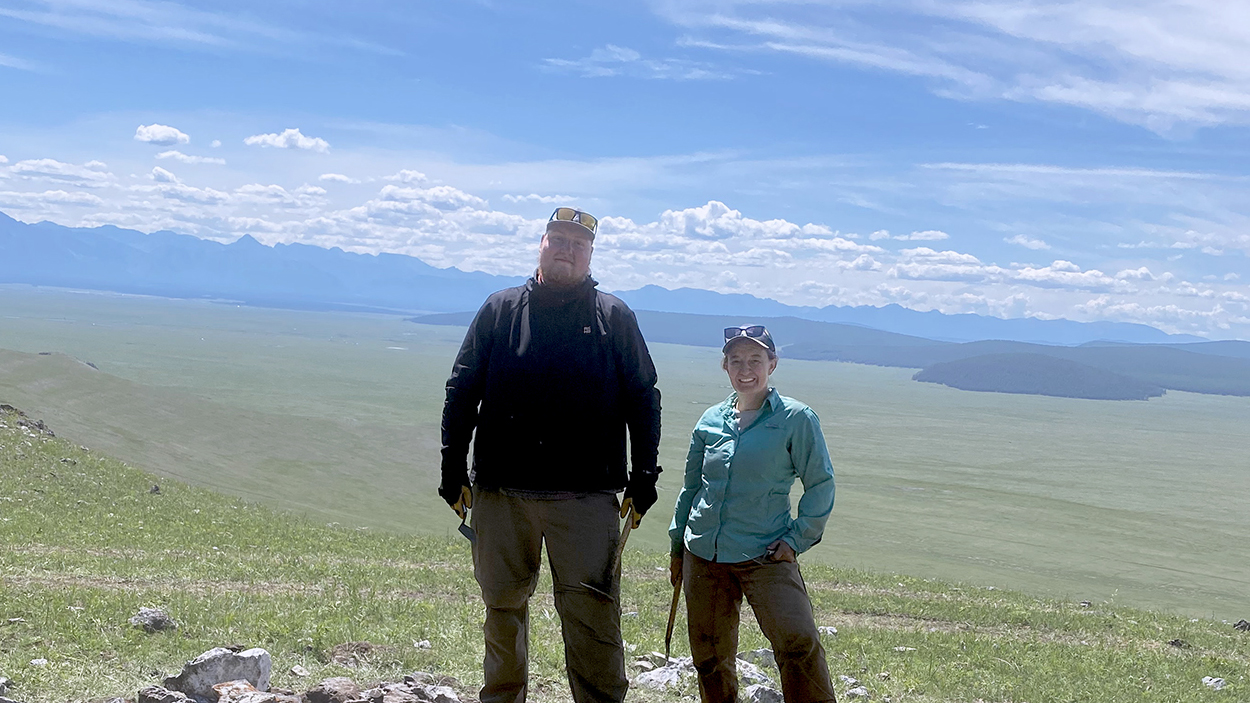 Nicholas Yelkin '25 and Julia Clark '06 on their trip together to Mongolia
