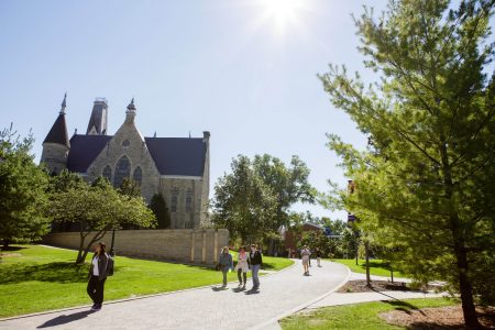 Students walking on the ped mall 2