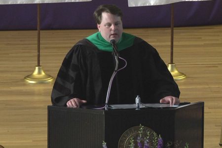 Craig Vickstrom '92 accepting Leadership & Service Award